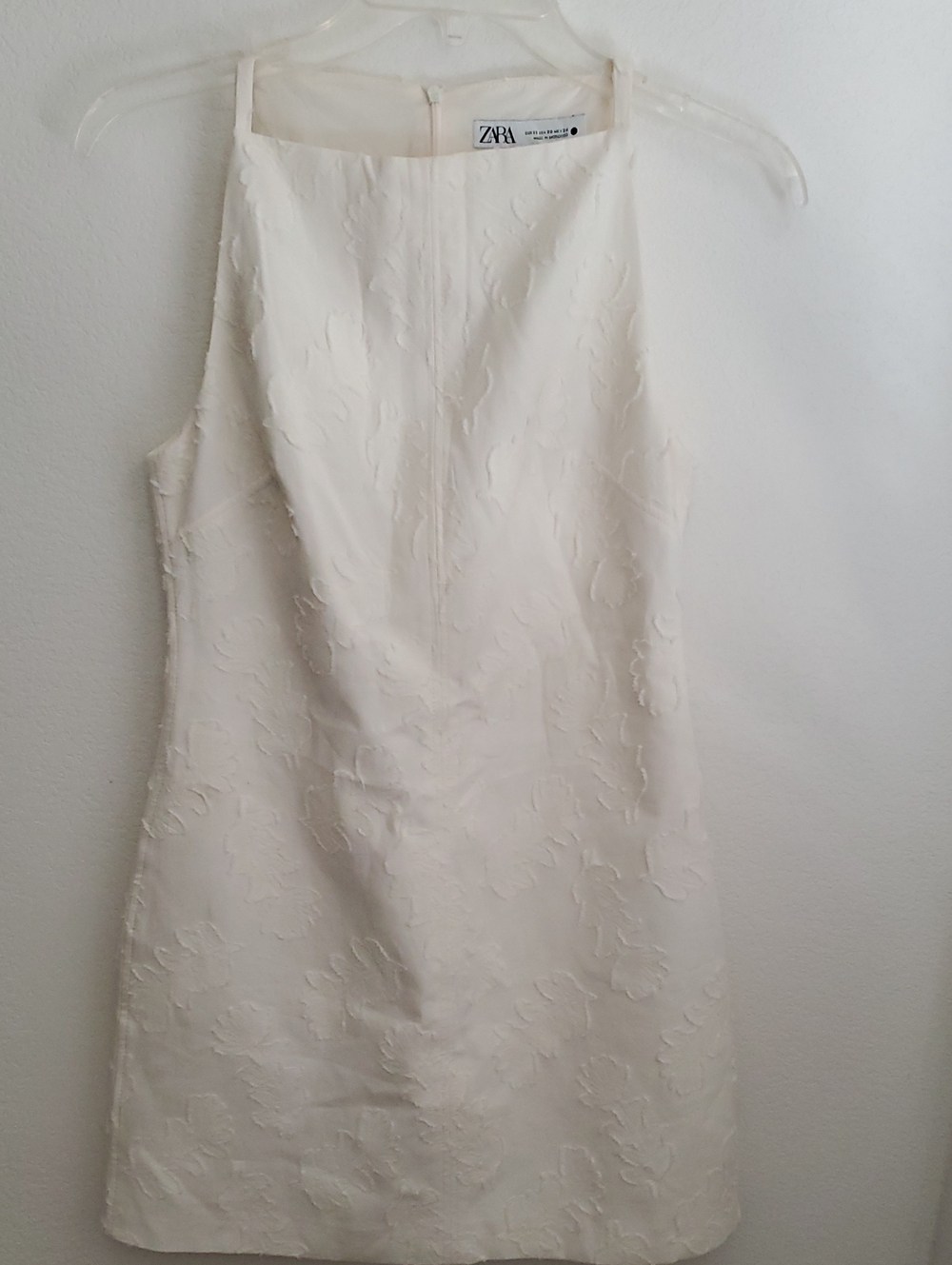 NWT ZARA Jacquard Floral Embroidered Sleeveless Shift Dress Size XS Cream Ivory - Picture 10 of 16